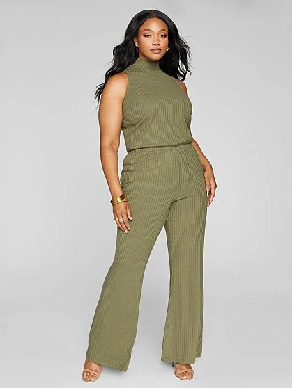 Fashion To Figure Olivia Ribbed Knit Flare Leg Jumpsuit 5 Fashion To Figure Olivia Ribbed Knit Flare Leg Jumpsuit - Image 5