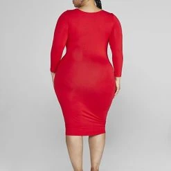Fashion To Figure FTF Signature Long Sleeve Everyday Midi Dress -Pleasures SHOP x b1b437f8 5fe2 4933 b61f e5389905f58a