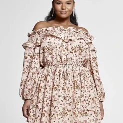 Fashion To Figure Leigh Off The Shoulder Floral Print Dress -Pleasures SHOP x b20a0df6 ba16 46f7 894e 490c30a6ce96
