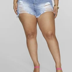 Fashion To Figure Mid Rise Destructed Denim Shorts -Pleasures SHOP x b2321929 20b4 41a5 88fd ea12550fc443