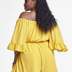 Fashion To Figure Shanice Off The Shoulder Romper -Pleasures SHOP x b27d403a 2d9d 4327 81ae 5610be82a12e