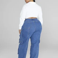 Fashion To Figure High Rise Relaxed Fit Cargo Jeans