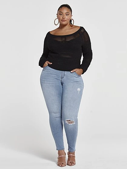 Fashion To Figure Bianca Pointelle Knit Cropped Sweater 4 Fashion To Figure Bianca Pointelle Knit Cropped Sweater - Image 4