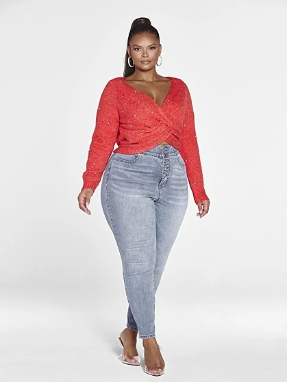 Fashion To Figure Ramona Twist Front Rhinestone Sweater 1 Fashion To Figure Ramona Twist Front Rhinestone Sweater