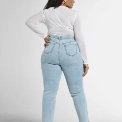 Fashion To Figure High Rise Straight Leg Jeans With Cutouts