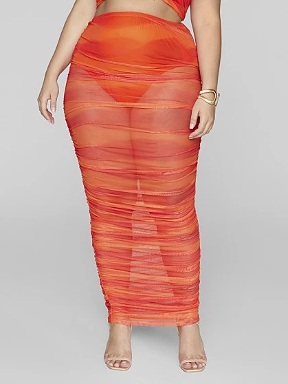 Fashion To Figure Lalah Mesh Ruched Maxi Skirt 3 Fashion To Figure Lalah Mesh Ruched Maxi Skirt - Image 3