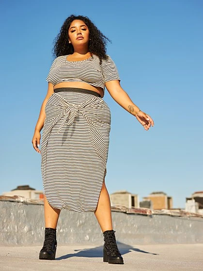 Fashion To Figure Shawnee Striped Harem Skirt 1 Fashion To Figure Shawnee Striped Harem Skirt