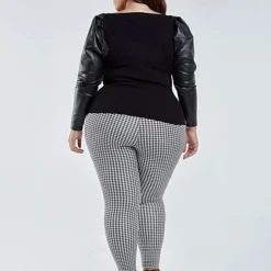 Fashion To Figure Lexi Faux Leather Sleeved Sweater