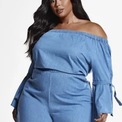 Fashion To Figure Edaline Off Shoulder Romper -Pleasures SHOP x b4dc822a 1d2b 4cdb 8bb2 2eba768b1007