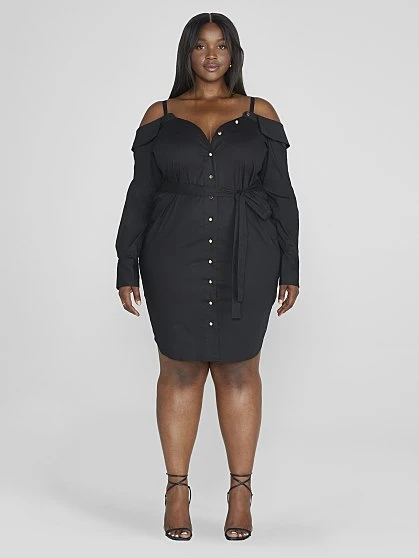 Fashion To Figure Sara Off-The-Shoulder Shirt Dress 2 Fashion To Figure Sara Off-The-Shoulder Shirt Dress - Image 2