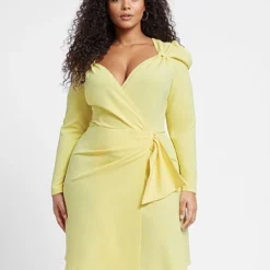 Fashion To Figure Ruth Long Sleeve Casade Side Dress