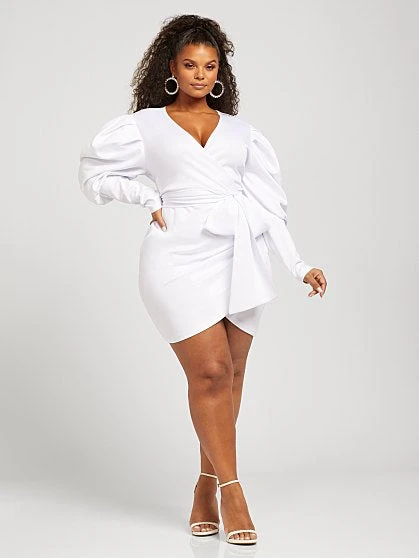 Fashion To Figure Ariel Puff Sleeve Side-Tie Dress 2 Fashion To Figure Ariel Puff Sleeve Side-Tie Dress - Image 2