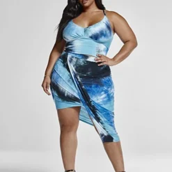 Fashion To Figure Waverly Tie Dye Faux Wrap Skirt -Pleasures SHOP x b5f1f166 887a 4305 944d 488581889f5c