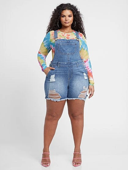 Fashion To Figure Maliah Cutoff Shortalls 3 Fashion To Figure Maliah Cutoff Shortalls - Image 3