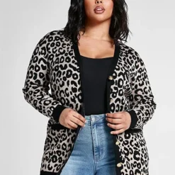 Fashion To Figure Sandra Leopard Print Button Down Cardigan