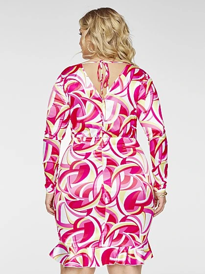 Fashion To Figure Heather Print Ruffle Hem Dress 5 Fashion To Figure Heather Print Ruffle Hem Dress - Image 5