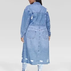 Fashion To Figure Kenna Maxi Length Trucker Jacket -Pleasures SHOP x b6fdaa3e e512 4534 92e0 c1578daaec75