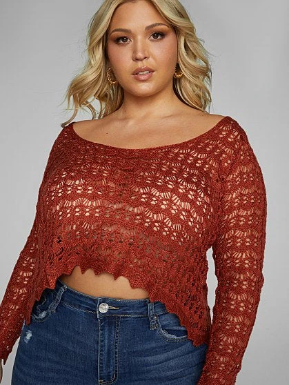 Fashion To Figure Abigail Open Tie Back Crochet Sweater 3 Fashion To Figure Abigail Open Tie Back Crochet Sweater - Image 3