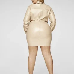 Fashion To Figure Brianne Faux Leather Ruched Dress -Pleasures SHOP x b9191719 1ab9 4782 adb9 5faa348346b8