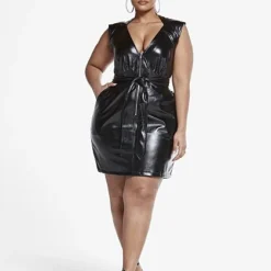 Fashion To Figure Londyn Zip Front Faux Leather Dress -Pleasures SHOP x b963bc6b 9af6 401d a19f 640830161a56