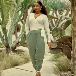 Fashion To Figure Angel Rib Knit Wrap Top