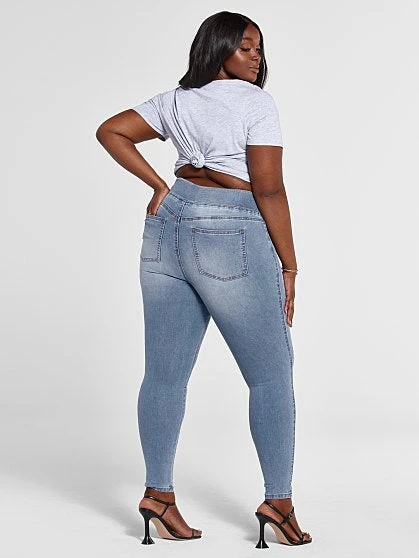 Fashion To Figure Medium Wash High Rise Destructed Jeggings - Short Inseam 3 Fashion To Figure Medium Wash High Rise Destructed Jeggings - Short Inseam - Image 3