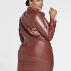 Fashion To Figure Stephanie Faux Leather Shirt Dress -Pleasures SHOP x b9f7b58e dcd7 47d5 9574 3e894deda3d9