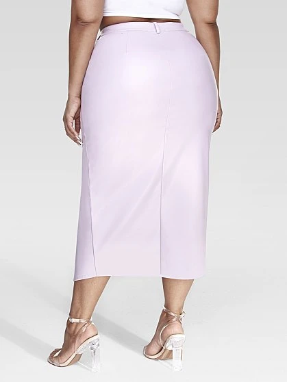 Fashion To Figure Leanne Faux Leather Midi Skirt 4 Fashion To Figure Leanne Faux Leather Midi Skirt - Image 4