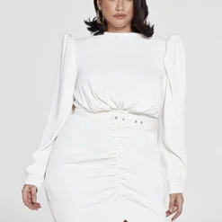 Fashion To Figure Shakera Puff Sleeve Belted Dress
