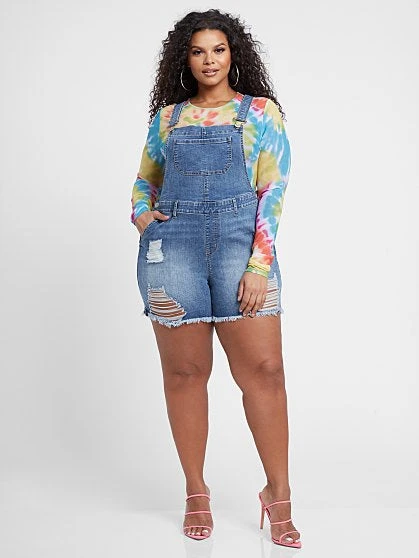 Fashion To Figure Maliah Cutoff Shortalls 2 Fashion To Figure Maliah Cutoff Shortalls - Image 2