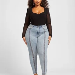 Fashion To Figure Vintage Wash High-Rise Zip Front Skinny Jeans