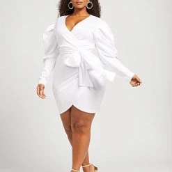 Fashion To Figure Ariel Puff Sleeve Side-Tie Dress