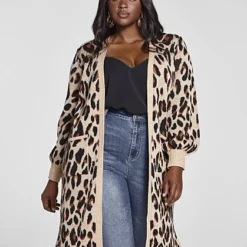 Fashion To Figure Marguerite Leopard Print Cardigan Sweater