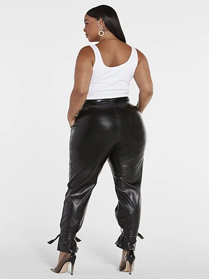 Fashion To Figure Denise Faux Leather Ankle Tie Pants 1 Fashion To Figure Denise Faux Leather Ankle Tie Pants