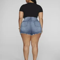 Fashion To Figure High Rise Medium Wash Curvy Fit Shorts -Pleasures SHOP x bdec5b43 7eb9 478c b449 ab9e7d21c97c