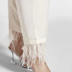 Fashion To Figure Laila Feather Trim Satin Pants -Pleasures SHOP x be17fe74 81d4 4a33 9bfd 49b9a24e004a