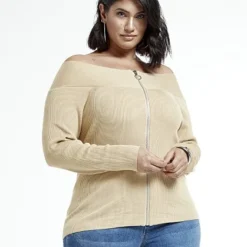 Fashion To Figure Penelope Off The Shoulder Front Zip Sweater 6 Fashion To Figure Penelope Off The Shoulder Front Zip Sweater -Pleasures SHOP x be297ea1 6bcf 49d1 a669 718fce6885aa