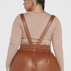 Fashion To Figure Amelia Faux Leather Suspender Pants