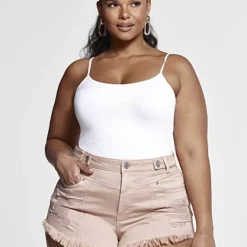 Fashion To Figure Ariana High Rise Destructed Denim Cheeky Shorts -Pleasures SHOP x be84a263 4ce1 47f6 a573 b8bac35543a9