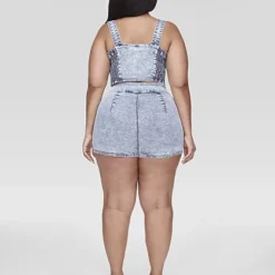 Fashion To Figure Harper Rhinestone Buckle Denim Shorts -Pleasures SHOP x befb4a2d 52bd 455a ad38 02d268da228b