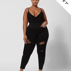 Fashion To Figure Black High-Rise Destructed Jeggings - Tall Inseam