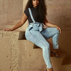 Fashion To Figure Paperbag Overall Skinny Jeans