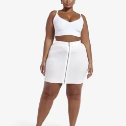 Fashion To Figure Mina Ribbed Knit Zip Front Mini Skirt -Pleasures SHOP x c0f4b648 a85f 4aa1 9d49 098694074d88