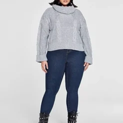 Fashion To Figure Liana Cableknit Turtleneck Sweater -Pleasures SHOP x c1a23933 e338 4a44 a92d 5a6c03b7b1bb