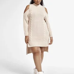 Fashion To Figure Allison Cold Shoulder Sweater Dress -Pleasures SHOP x c1b7a918 ede6 4d84 adcd bea8f8a1efae