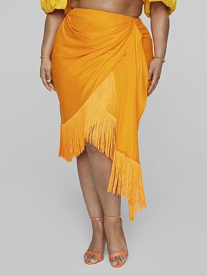 Fashion To Figure Leia Faux Wrap Fringe Skirt - Gabi Fresh X FTF 4 Fashion To Figure Leia Faux Wrap Fringe Skirt - Gabi Fresh X FTF - Image 4