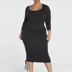 Fashion To Figure FTF Essentials - The Long Sleeve Ruched Dress -Pleasures SHOP x c21a1bd7 17db 42be 9c0c 0e7d96fd182f