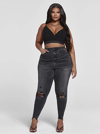 Fashion To Figure Ultra High Rise Black Wash Skinny Jeans 2 Fashion To Figure Ultra High Rise Black Wash Skinny Jeans - Image 2