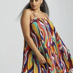 Fashion To Figure Chane Abstract Print Pleated Mini Dress