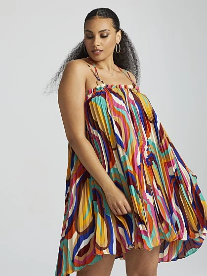 Fashion To Figure Chane Abstract Print Pleated Mini Dress 1 Fashion To Figure Chane Abstract Print Pleated Mini Dress